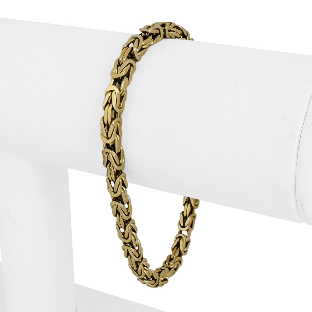 14k Yellow Gold 19.4g Solid Squared 4mm Byzantine Link Bracelet Italy 7.5"