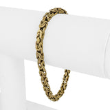 14k Yellow Gold 19.4g Solid Squared 4mm Byzantine Link Bracelet Italy 7.5"