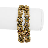 14k Yellow Gold 31g Vintage Two Strand Slide Charm Ladies Bracelet 6.75"