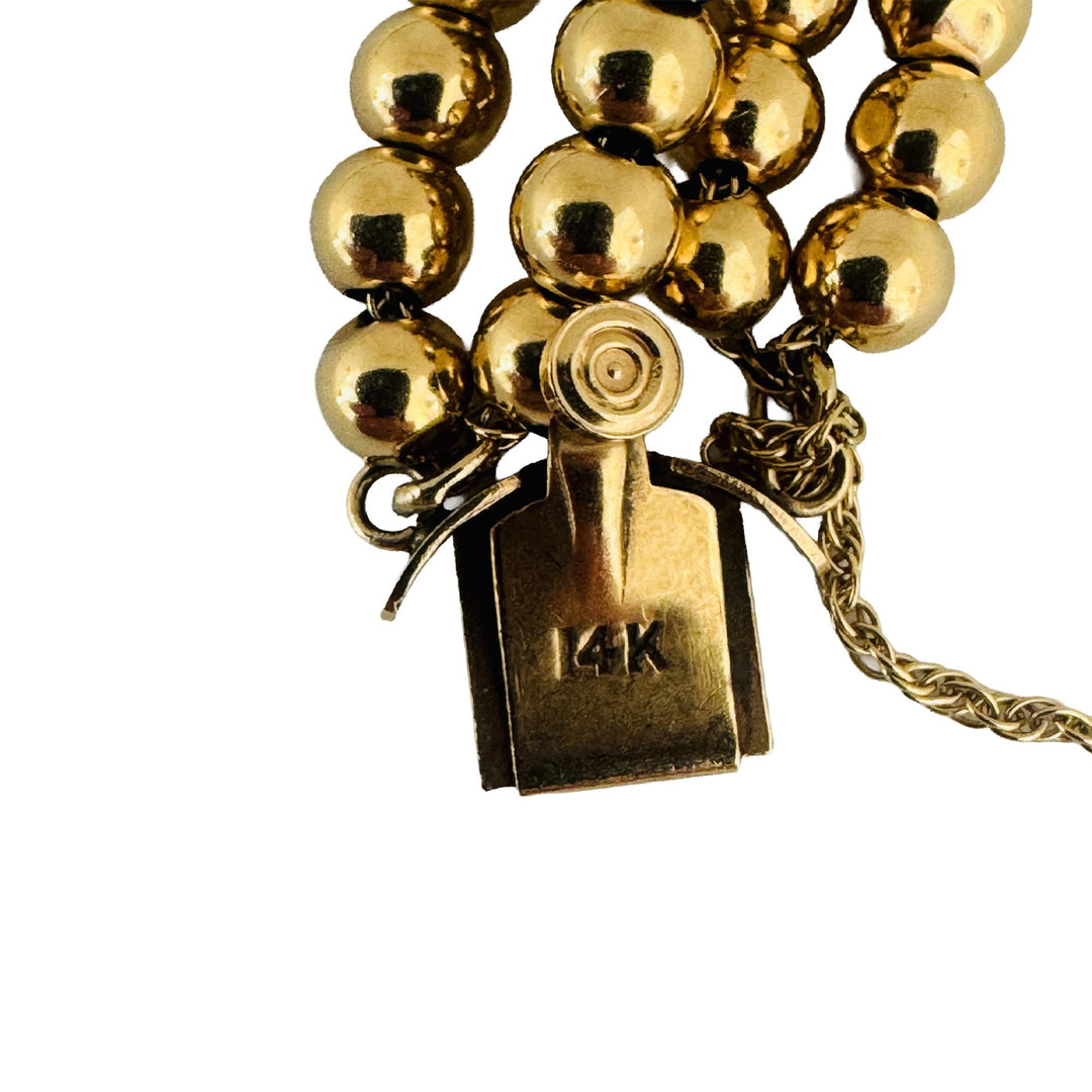 14k Yellow Gold 31g Vintage Two Strand Slide Charm Ladies Bracelet 6.75"