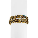 14k Yellow Gold 31g Vintage Two Strand Slide Charm Ladies Bracelet 6.75"