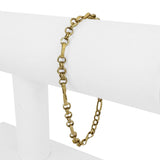 18k Yellow Gold 3.9g Hollow Light 5mm Ladies Fancy Link Bracelet Italy 7.5"