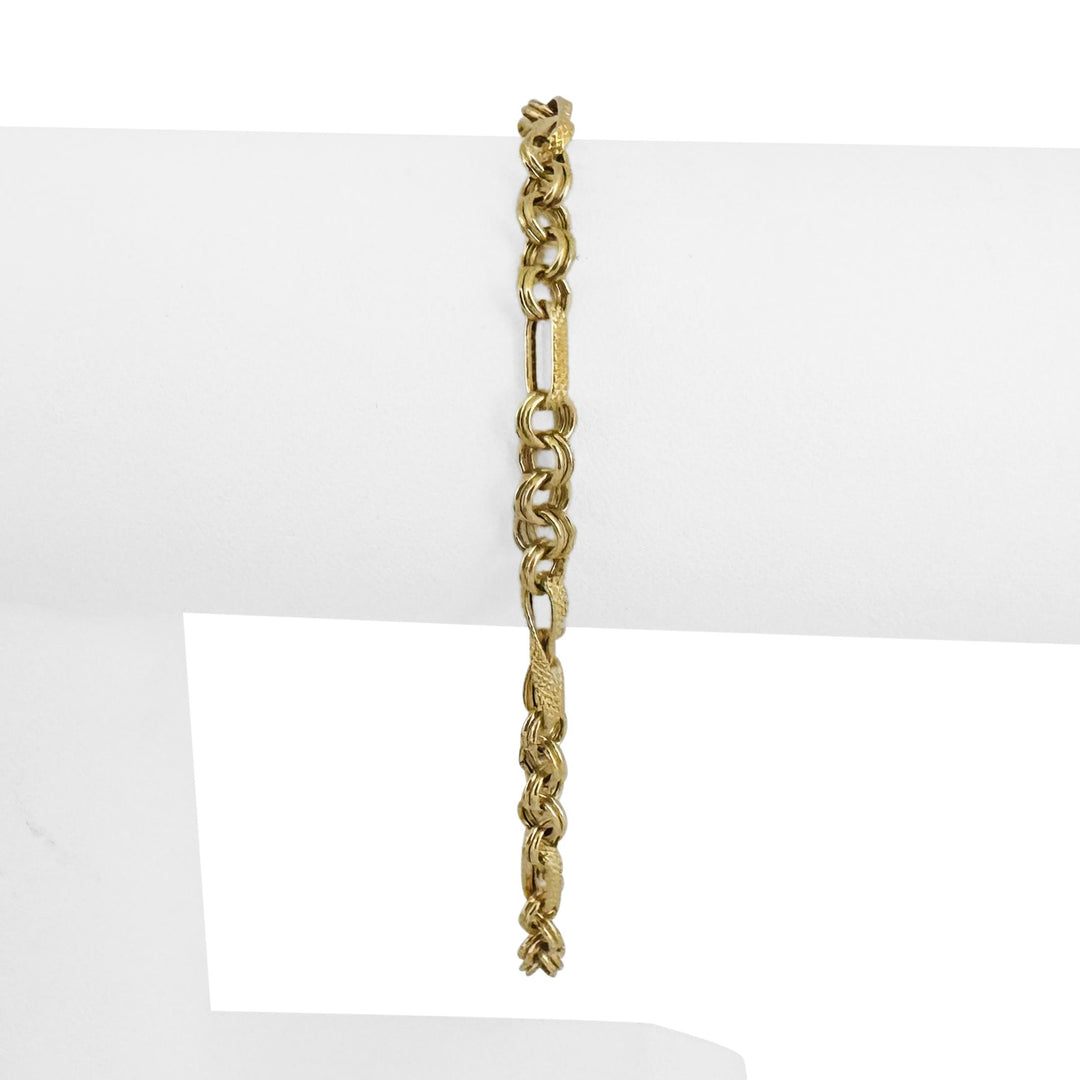 18k Yellow Gold 3.9g Hollow Light 5mm Ladies Fancy Link Bracelet Italy 7.5"