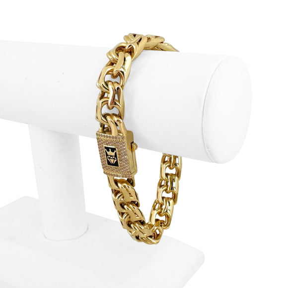 14k Yellow Gold 29.5g Hollow Men's 11mm Double Curb Link Bracelet 8.5