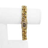 14k Yellow Gold 29.5g Hollow Men's 11mm Double Curb Link Bracelet 8.5"