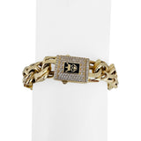 14k Yellow Gold 29.5g Hollow Men's 11mm Double Curb Link Bracelet 8.5"