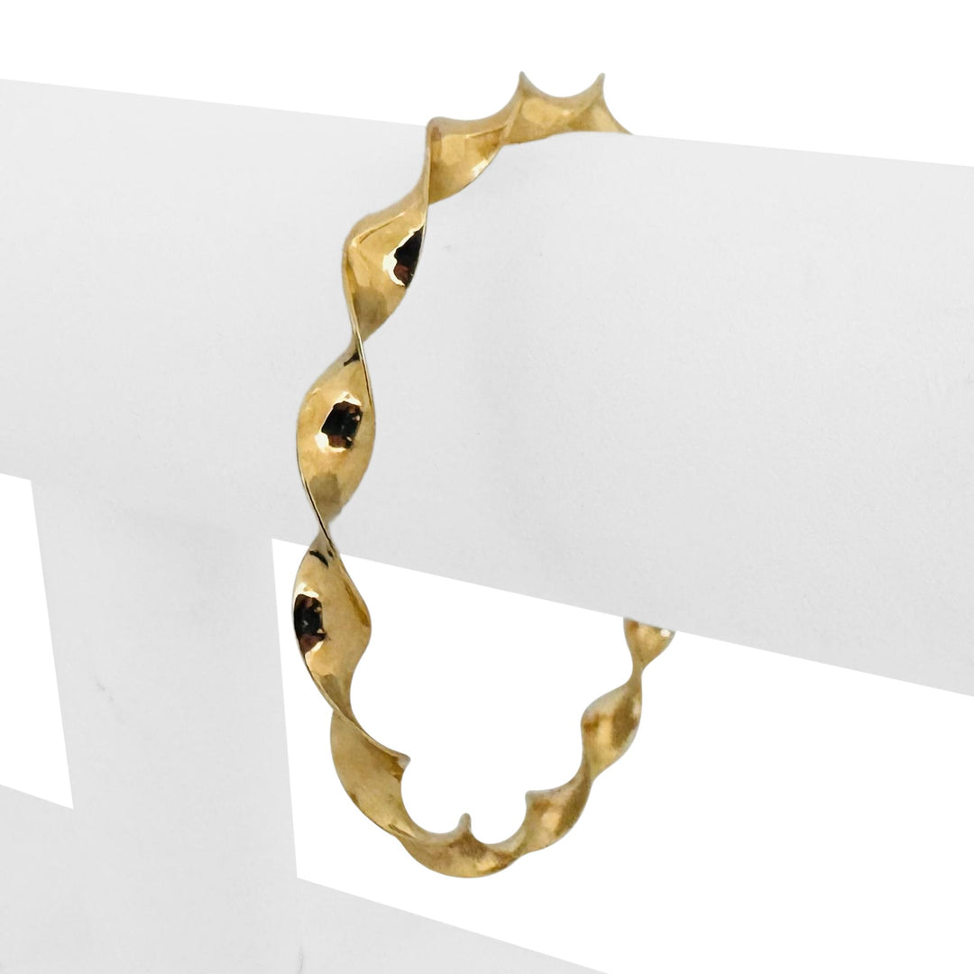 14k Yellow Gold 8.6g Hollow Light 6mm Twisted Spiral Bangle Bracelet 7.5"