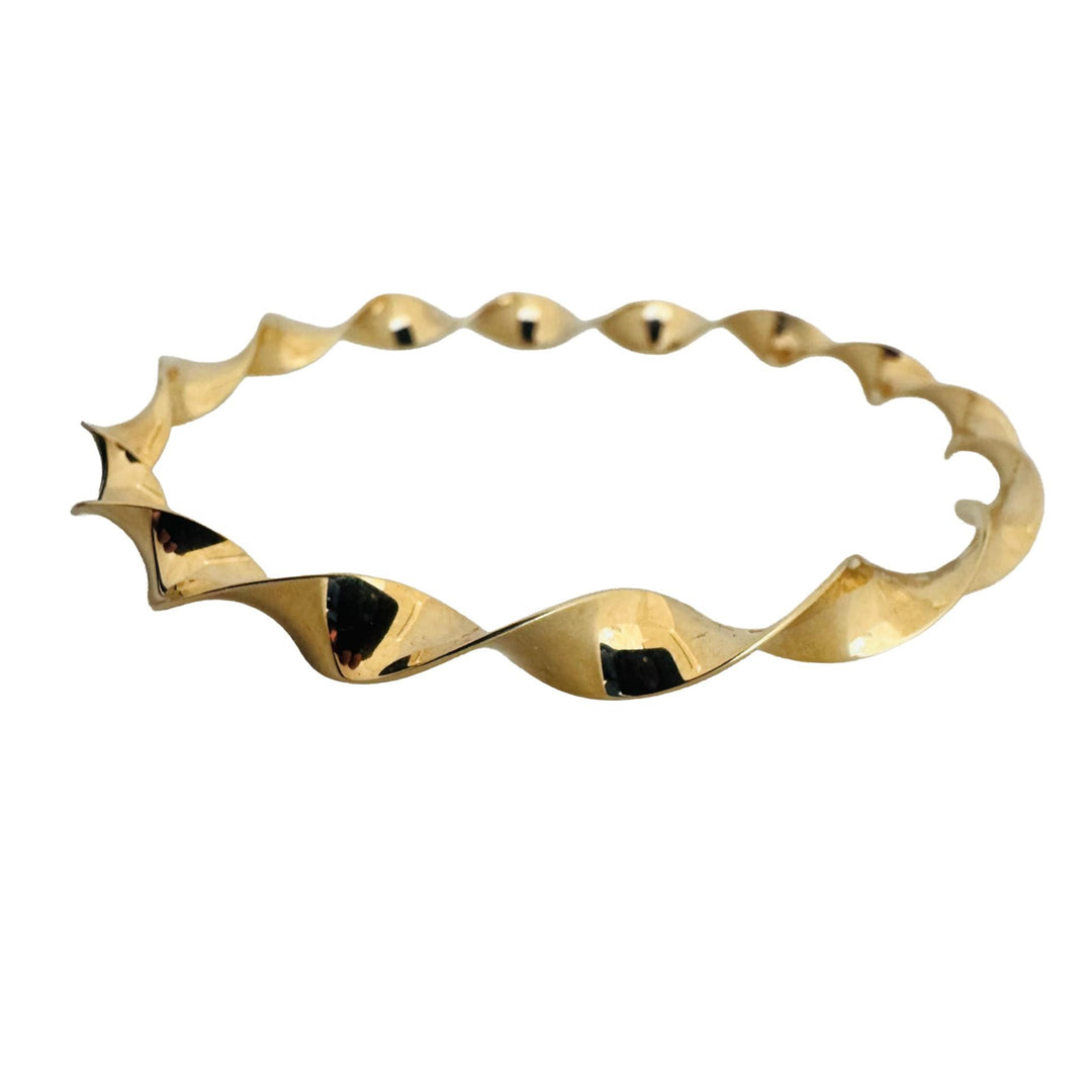 14k Yellow Gold 8.6g Hollow Light 6mm Twisted Spiral Bangle Bracelet 7.5"