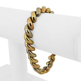 14k Yellow White and Rose Gold 29.7g San Marco Link Bracelet Italy 7.5"