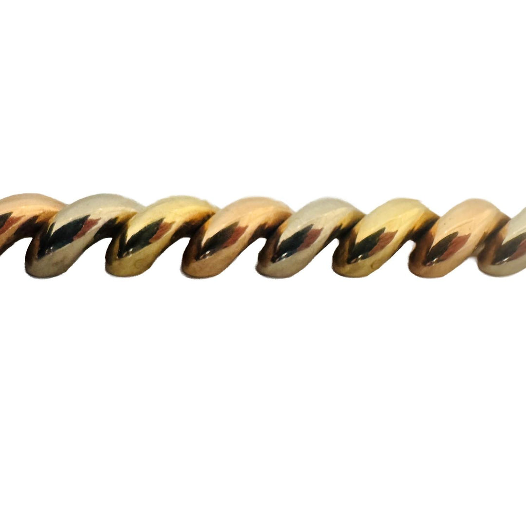 14k Yellow White and Rose Gold 29.7g San Marco Link Bracelet Italy 7.5"