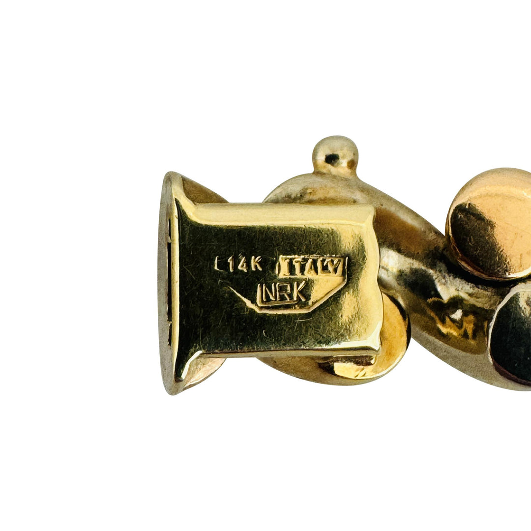 14k Yellow White and Rose Gold 29.7g San Marco Link Bracelet Italy 7.5"