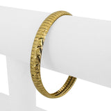 14k Yellow Gold 17.7g Solid Textured Diamond Cut Omega Link Bracelet Italy 7"