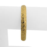 14k Yellow Gold 17.7g Solid Textured Diamond Cut Omega Link Bracelet Italy 7"