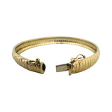 14k Yellow Gold 17.7g Solid Textured Diamond Cut Omega Link Bracelet Italy 7"