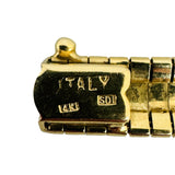 14k Yellow Gold 17.7g Solid Textured Diamond Cut Omega Link Bracelet Italy 7"