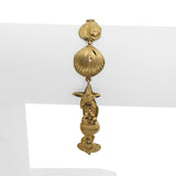 14k Yellow Gold 11g Diamond Cut Beach Ocean Charm Link Bracelet 7"