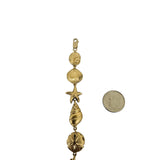 14k Yellow Gold 11g Diamond Cut Beach Ocean Charm Link Bracelet 7"