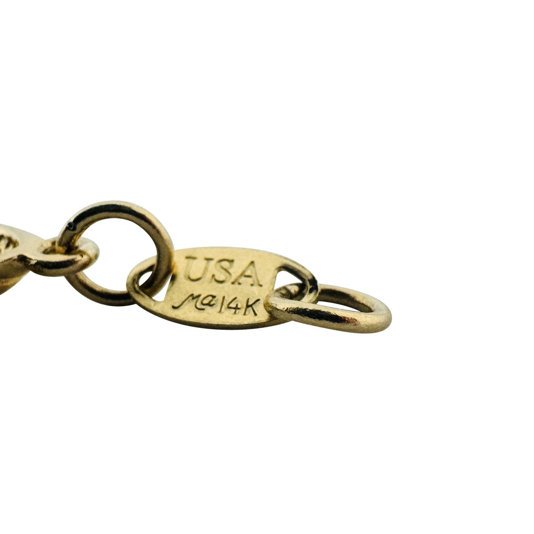 14k Yellow Gold 11g Diamond Cut Beach Ocean Charm Link Bracelet 7"