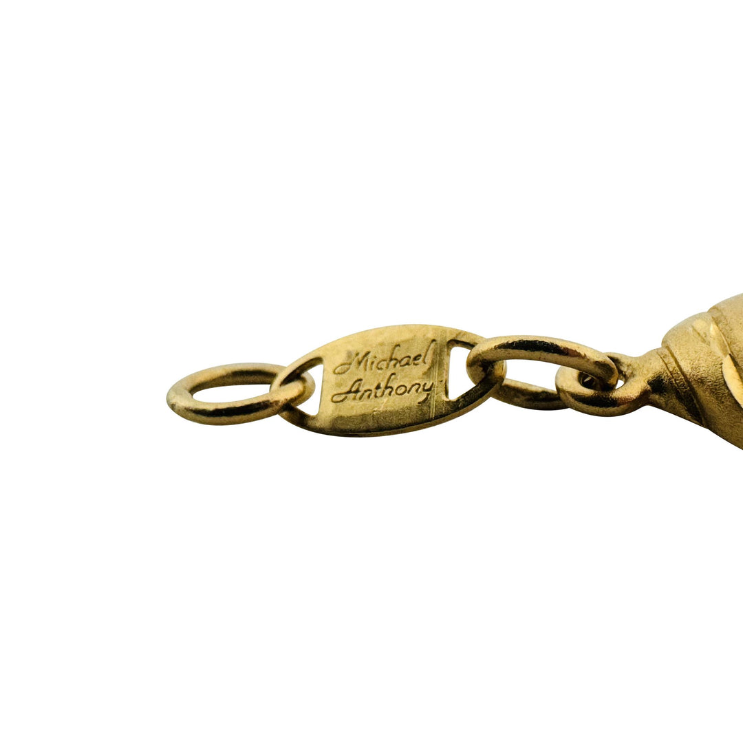 14k Yellow Gold 11g Diamond Cut Beach Ocean Charm Link Bracelet 7"