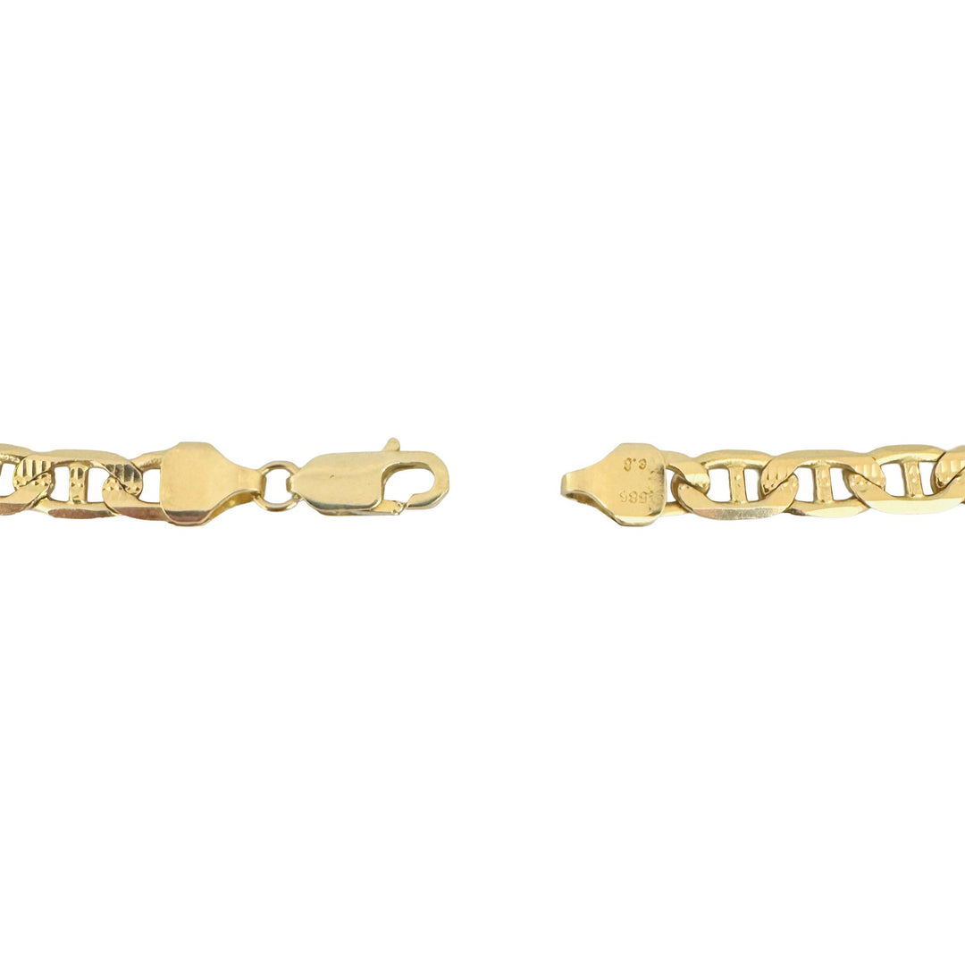 14k Yellow Gold 26g Solid Diamond Cut 5.5mm Mariner Link Chain Necklace 22"