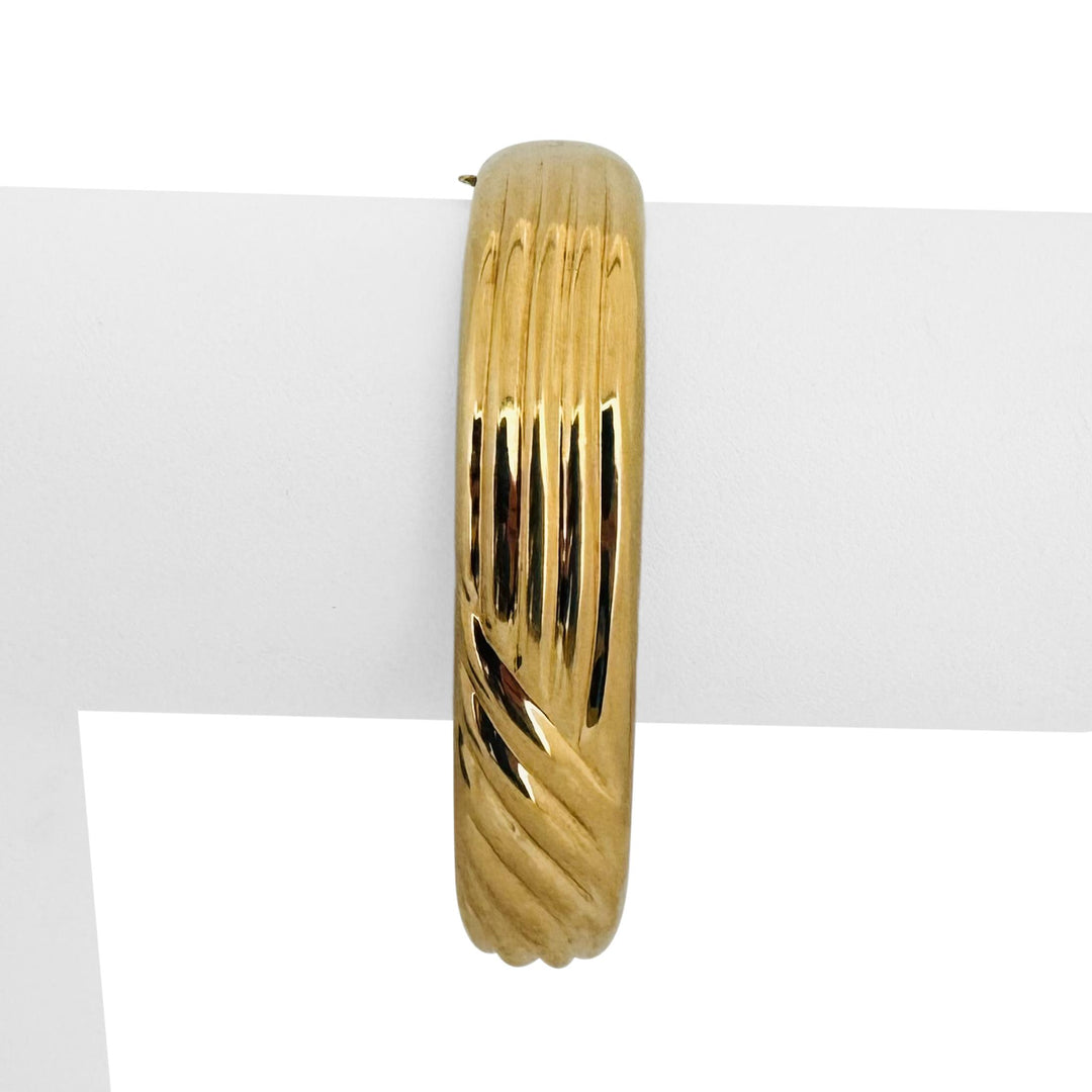 14k Yellow Gold 19g Ladies Polished 13mm Fancy Bangle Bracelet 6.5"