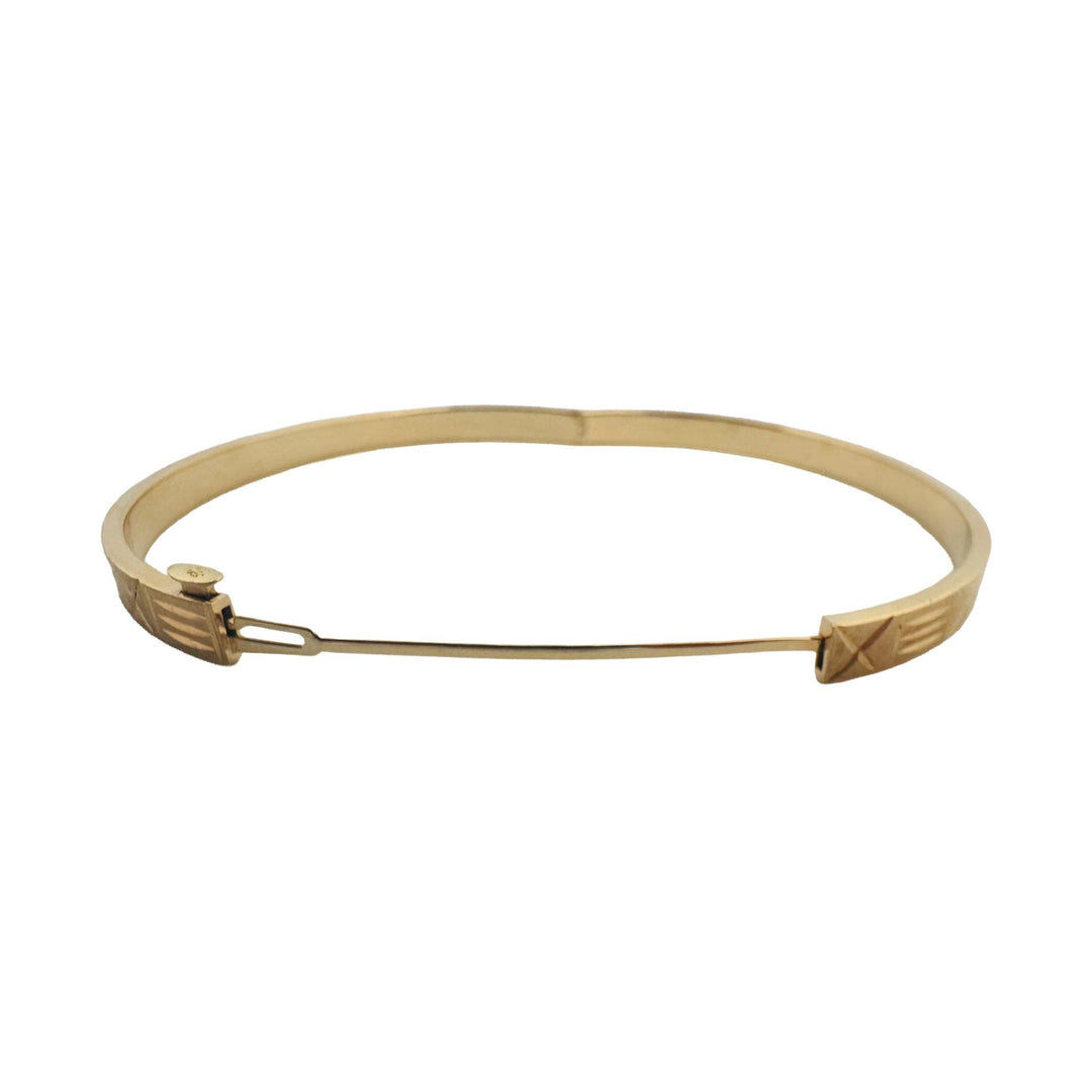 14k Yellow Gold 6.2g Hollow Diamond Cut 5mm Bangle Bracelet 7.25"