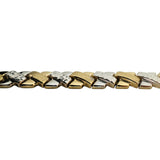 14k Yellow and White Gold 10.2g Diamond Cut X Link Bracelet 7"