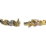 14k Yellow and White Gold 10.2g Diamond Cut X Link Bracelet 7"