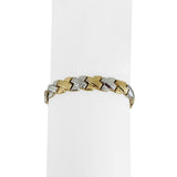 14k Yellow and White Gold 10.2g Diamond Cut X Link Bracelet 7"