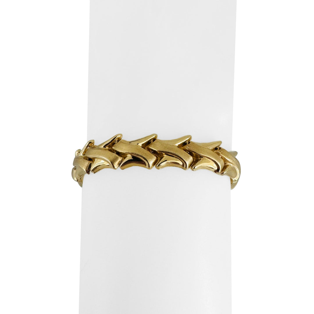 14k Yellow Gold 12g Ladies 10mm Fancy Link Bracelet Italy 7.25"