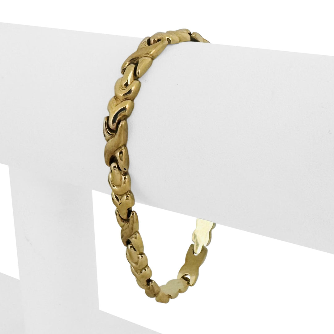 14k Yellow Gold 8.4g Ladies 6mm Fancy X Link Bracelet Italy 7"