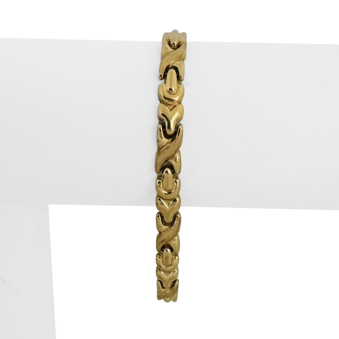 14k Yellow Gold 8.4g Ladies 6mm Fancy X Link Bracelet Italy 7"