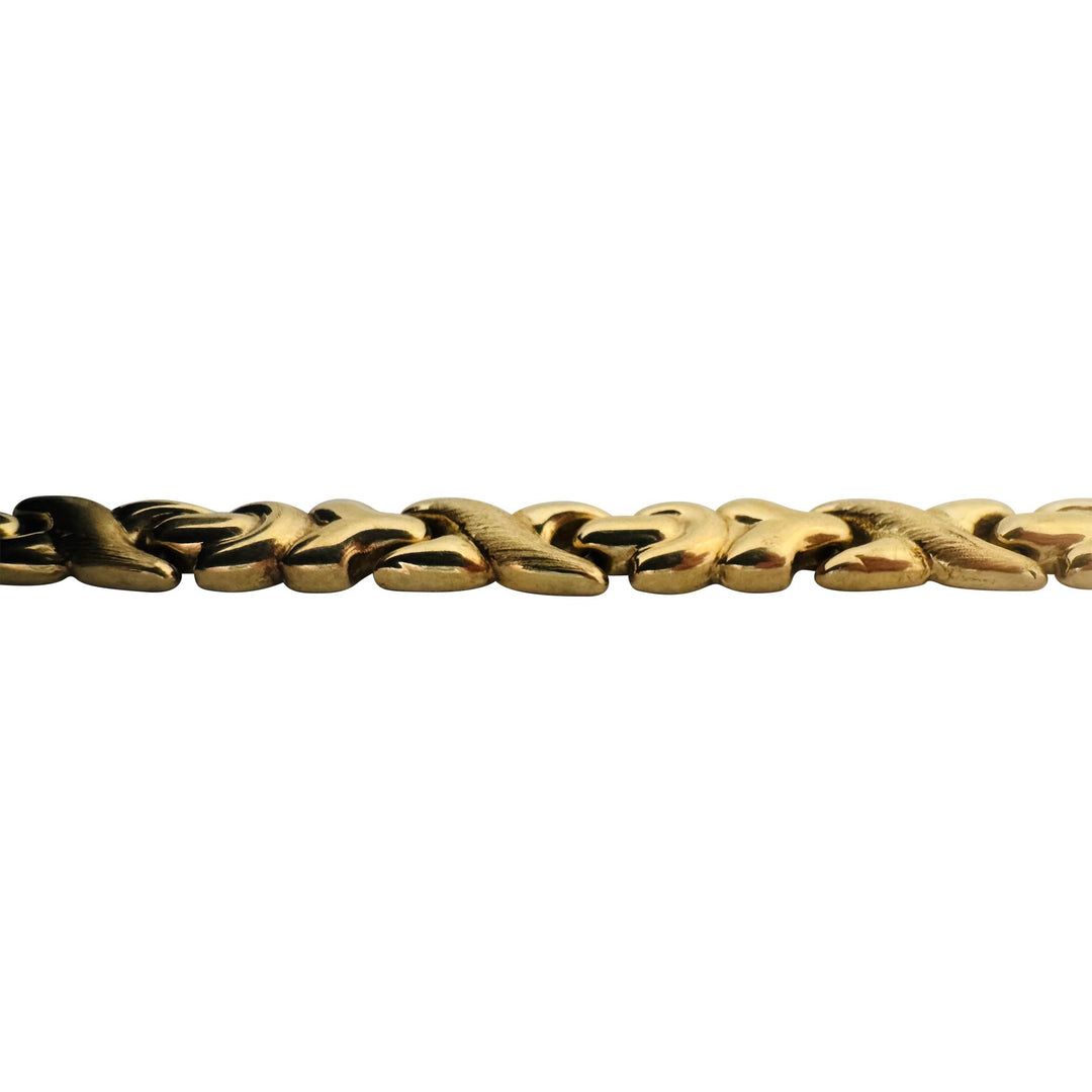 14k Yellow Gold 8.4g Ladies 6mm Fancy X Link Bracelet Italy 7"