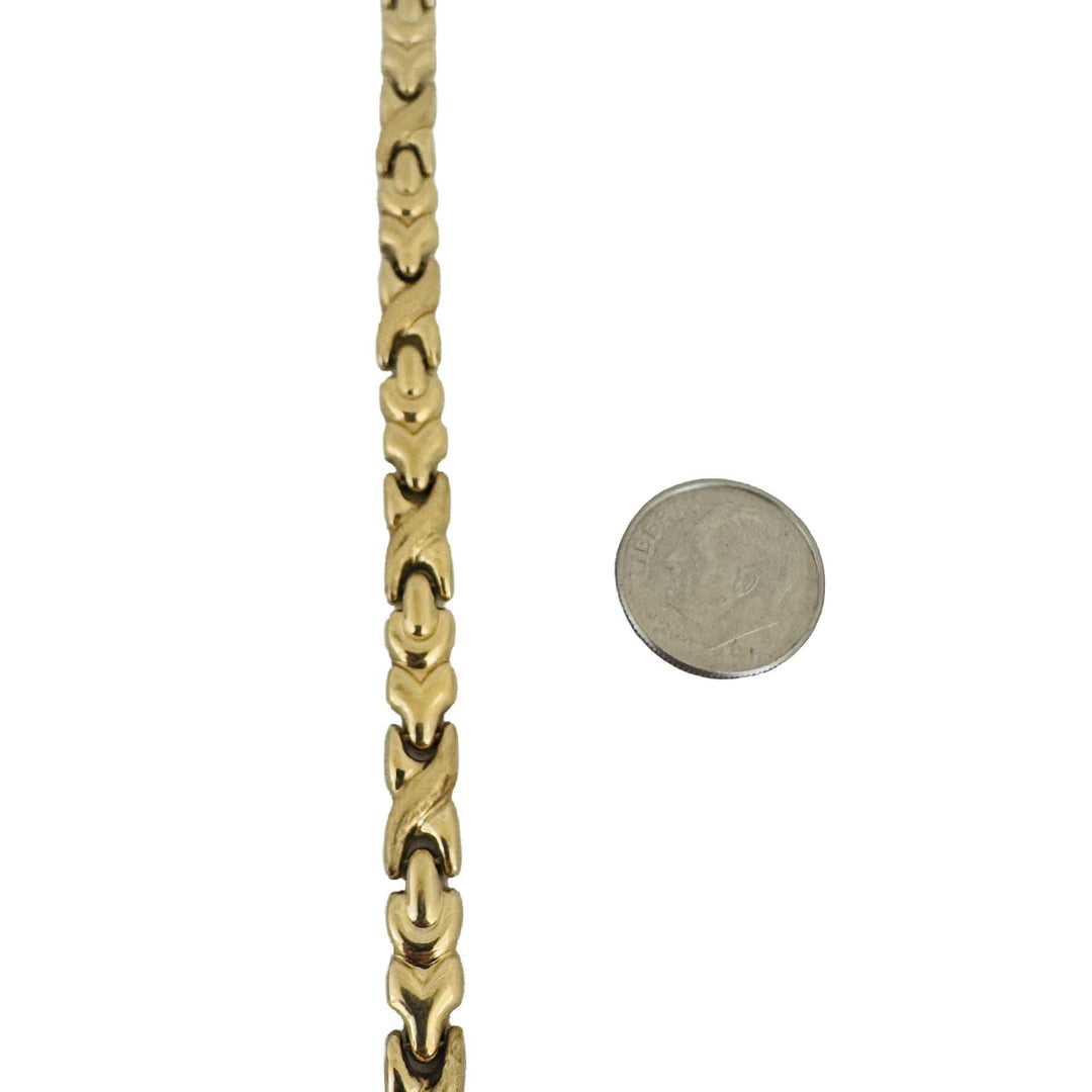 14k Yellow Gold 8.4g Ladies 6mm Fancy X Link Bracelet Italy 7"