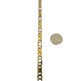 14k Yellow and White Gold 15g Two Tone 6mm Men's Fancy Link Bracelet Italy 8.25"