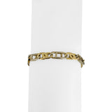 14k Yellow and White Gold 15g Two Tone 6mm Men's Fancy Link Bracelet Italy 8.25"