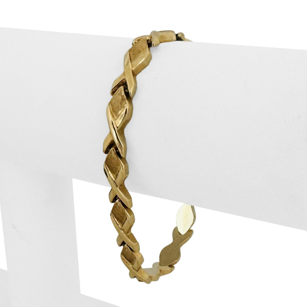 14k Yellow Gold 9g Ladies 6.5mm XO Hugs and Kisses Link Bracelet Italy 7.25"