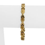 14k Yellow Gold 9g Ladies 6.5mm XO Hugs and Kisses Link Bracelet Italy 7.25"