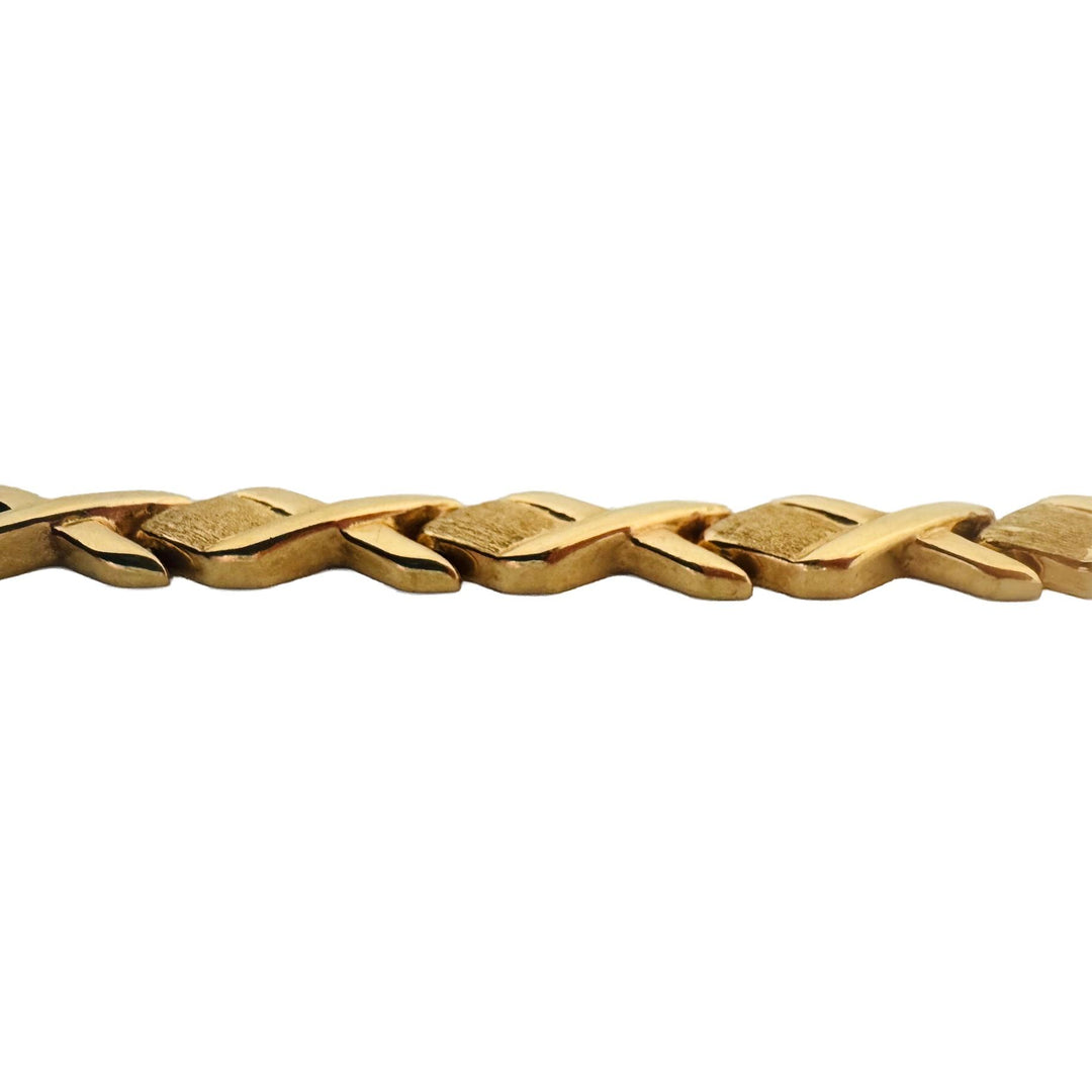 14k Yellow Gold 9g Ladies 6.5mm XO Hugs and Kisses Link Bracelet Italy 7.25"