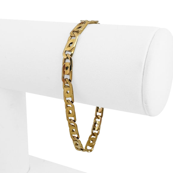 14k Yellow Gold 9.5g Solid Ladies 5mm Fancy Curb Link Bracelet Italy 7