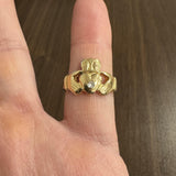 14k Yellow Gold and 0.05ct Diamond Solid Claddagh Ring Size 9