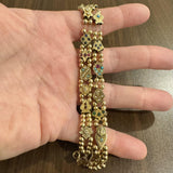 14k Yellow Gold 31g Vintage Two Strand Slide Charm Ladies Bracelet 6.75"