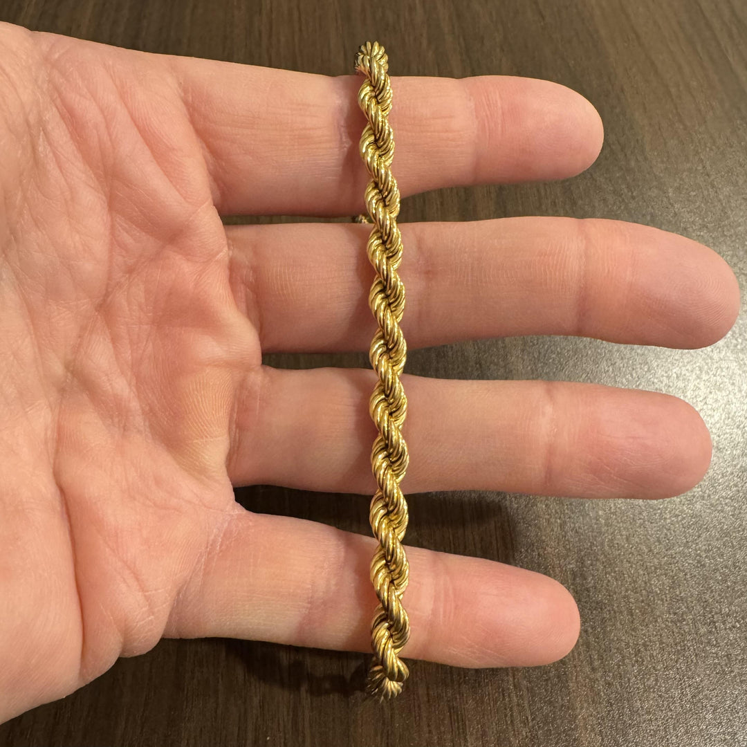 18k Yellow Gold 10.7g Vintage Ladies Thick 6mm Rope Bracelet 8"