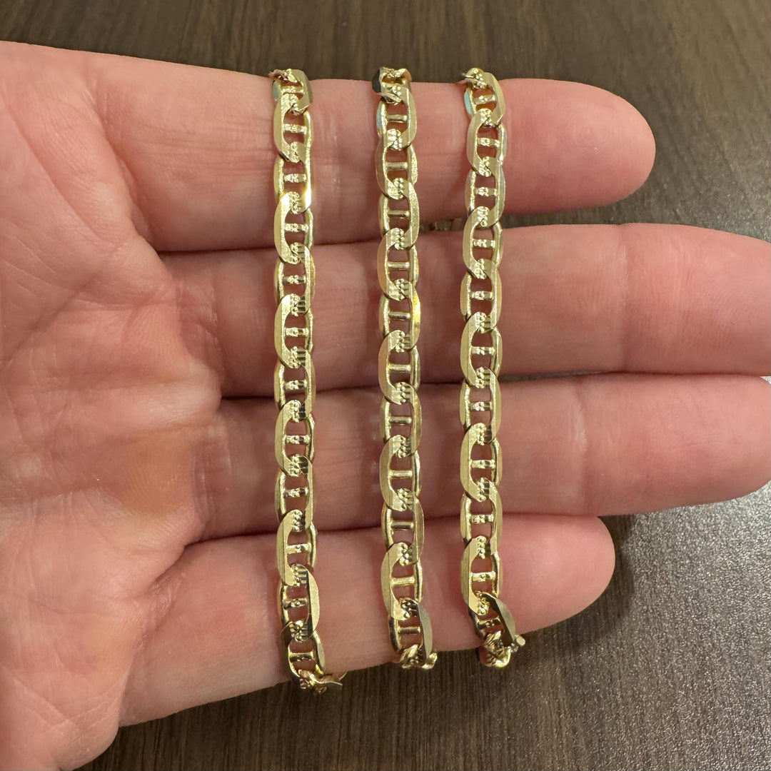 14k Yellow Gold 26g Solid Diamond Cut 5.5mm Mariner Link Chain Necklace 22"