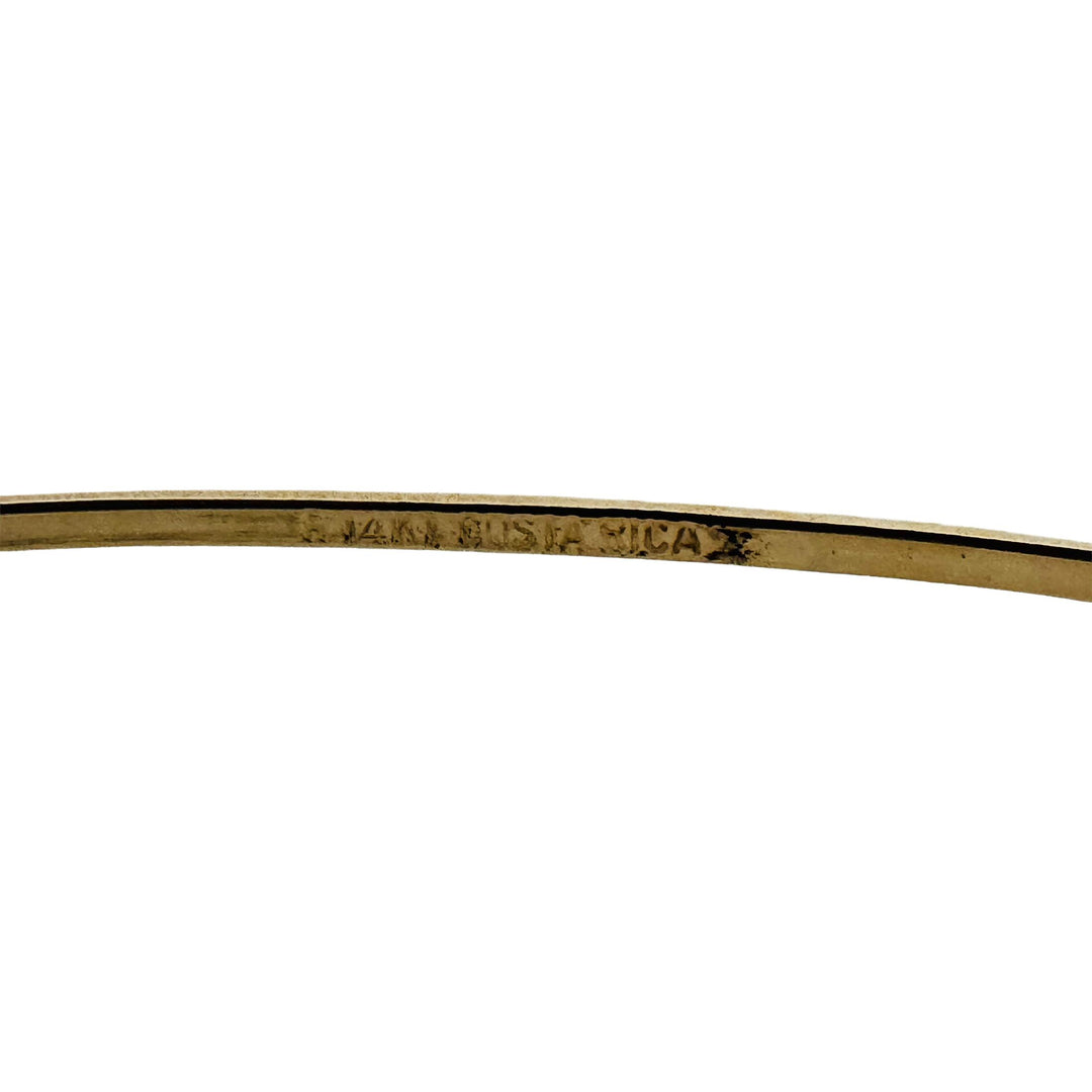 14k Yellow Gold 6.5g Hollow Diamond Cut 6mm Bangle Bracelet 7.25"