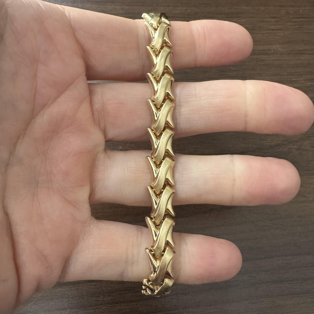 14k Yellow Gold 12g Ladies 10mm Fancy Link Bracelet Italy 7.25"
