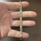 14k Yellow and White Gold 15g Two Tone 6mm Men's Fancy Link Bracelet Italy 8.25"