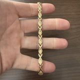 14k Yellow Gold 9g Ladies 6.5mm XO Hugs and Kisses Link Bracelet Italy 7.25"