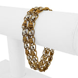 14k Yellow and White Gold 9.5g Ladies 17mm Fancy Link Bracelet Italy 7.75"
