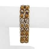 14k Yellow and White Gold 9.5g Ladies 17mm Fancy Link Bracelet Italy 7.75"